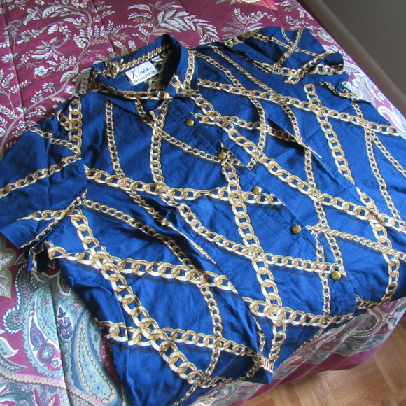 CHAIN PRINT SHIRT 100% COTTON PLUS SIZE 2X - Picture 1 of 7